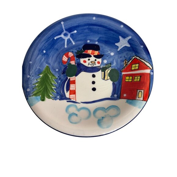 Snowman Christmas Ceramic Dinnerware Set 4-Piece Handcrafted Plate Bowl Cup Holi - Picture 3 of 7